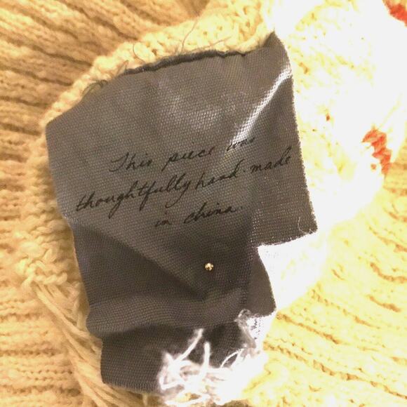 Raquel Allegra Distressed White Boucle striped Cotton Sweater W/Fringe XS - Picture 4 of 7